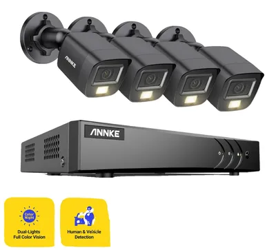 Imagen del producto de Sistema de cámaras de seguridad, resolución de 5 MP, visión nocturna inteligente, color , 8 canales, 4 cámaras, 1T