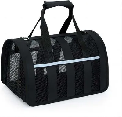 Obrázek produktu pro Přepravní box pro domácí mazlíčky, přenosný box pro psy, pro středně velké a malé psy a kočky, měkký, prodyšný (D: 49 x Š: 28 x V: 27 cm, černý)
