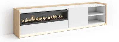 Produktbild von TV-Möbel Holzeffekt weiß und eiche 207x37x50cm Kamin mit Feuereffekt
