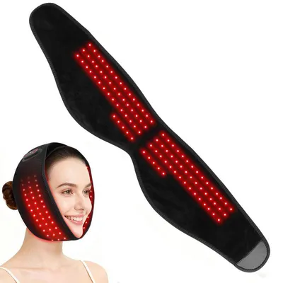 Produktbild von Kabelloser Gesichtswärmegürtel mit Rotlicht, 660 nm, 100 LEDs, 3 Wärmestufen, 3 Timer-Einstellungen, 5000 mAh Akku, für Kiefer und Gesicht