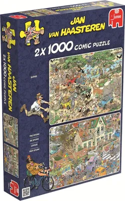 Produktbild von Jumbo Spiele Jan van Haasteren - Safari & Sturm, Puzzle, Erwachsenenpuzzle, Puzzlespiel, 2 x 1000 Teile, 19001