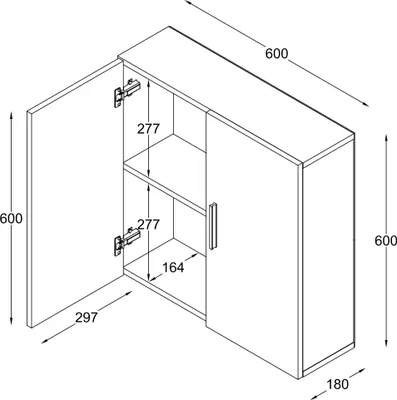 Immagine prodotto di Armadio da parete in legno | Armadio da bagno | Dimensioni: H. 60 x W. 60 x D. 18 cm | 2 Porte | 2 Scomparti – Landos