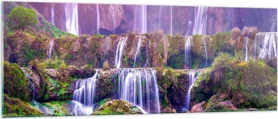 Produktbild von Bilder auf glas - Wasserfall Natur - 140x50cm - Glasbilder - Wandbilder - Kunstdruck - zum Aufhängen bereit - Wanddekoration aus Glas - Glas Bilder - Wandbild auf Glas - Einteilig - GAB140x50-3893