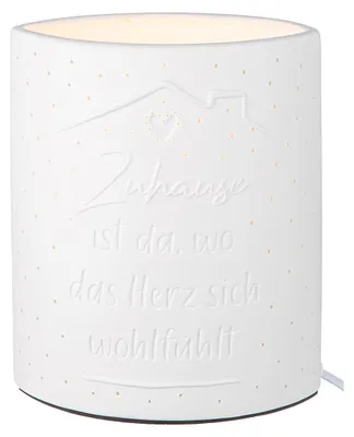 Immagine prodotto di GILDE Tischleuchte, "Zuhause", Spruch, Porzellan, weiß, , L. 10 cm, B. 17 cm, H. 20,5 cm 32703