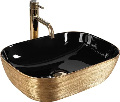 Immagine prodotto di Lavabo da Appoggio Rea Belinda Black Brush Gold