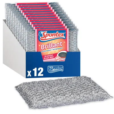 Reinigungspads, kratzfrei, 12 Stück, silber/rosa