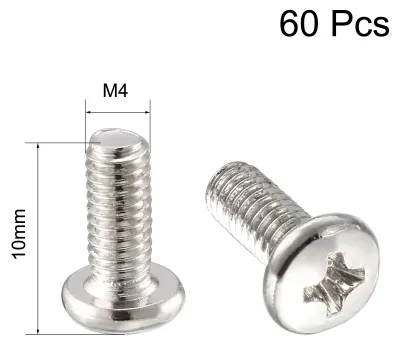 Produktbild von 60 Stš¹ck Phillips Rundkopfschrauben M4 x 10mm 304 Edelstahl Kreuzschlitz Flachkopf Schrauben Bolzen
