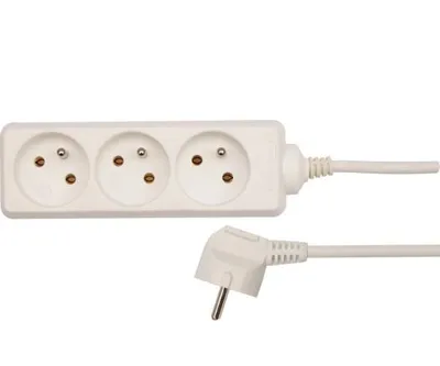 Produktbild von VOREL 72504 - cable de extension with earth/white/ 3-socket 3m