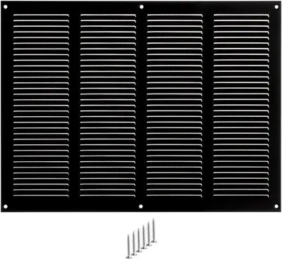 Image de Conduit de ventilation métallique - Améliore la ventilation - Métal, 400 x 300 mm, noir, avec moustiquaire