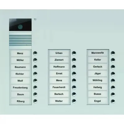 Produktbild von Video Außenstation Serie AVU mit 24 Klingeltasten (rechtsbündig), 3-spaltig, UP silber TCS AVU16240-0010