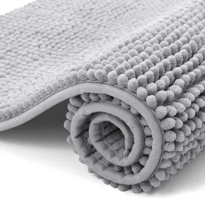 Productafbeelding van Chenille Badmat, antislip, zacht, absorberend, wasbaar, 40 x 60 cm, lichtgrijs