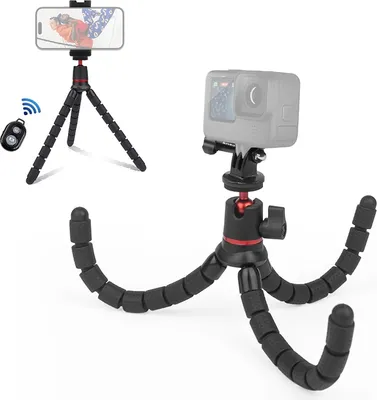 Obrázek produktu pro Stativ pro telefon PULUZ, stolní stativ, chobotnice, flexibilní držák stativu, nosnost 2 kg/4,4 lbs, s dálkovým ovládáním, klipem na telefon, adaptérem GoPro, kompatibilní s DSLR kamerami, iPhone, Canon, Insta360, GoPro11/10/9/8/7