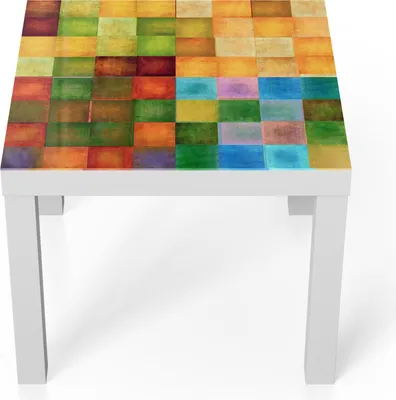 Produktbild von DEQORI Couchtisch 55x55 cm Weiß 'Bunte Farbquadrate' Glas Beistelltisch