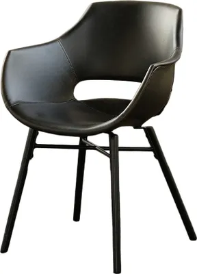 Produktbild von KAWOLA Stuhl ZAJA Esszimmerstuhl Kunstlederbezug Vintage schwarz