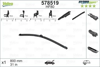Produktbild von VALEO HYDROCONNECT Scheibenwischer Wischblatt für OPEL ZAFIRA TOURER C (P12) Rahmenlos 800mm