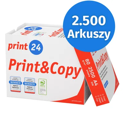 Zdjęcie produktu dla print24 Papier do drukarki Papier do kopiowania 2500 arkuszy 5 x 500 A4 80g Biały Premium z certyfikatem PEFC