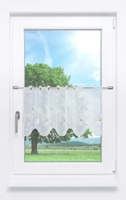 Produktbild von Scheibengardine Plauener Spitze - Blütenreich  (Bx H) 48cm * 35cm Grün/Lindgrün