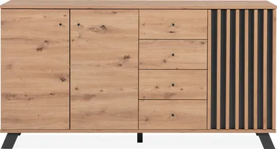 Image de CALICOSY - Buffet 3 portes et 4 tiroirsReproduction chêne artisan L160 cm - LUBLIN