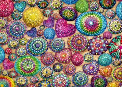 Immagine prodotto di Puzzle esagonale, set di pietre mandala, 592 pezzi