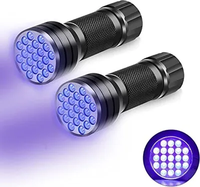Produktbild von CAM2 Taschenlampe, 2 Stück Mini UV Schwarzlicht Taschenlampe mit 21 LEDs Licht, Ultraviolettes Licht 395nm für Geocaching,