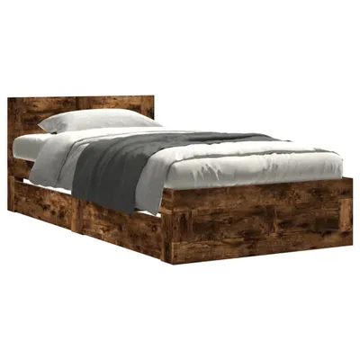 Obrázek produktu pro vidaXL Rám postele s čelem z kouřového dubu 90x200 cm materiál na bázi dřeva