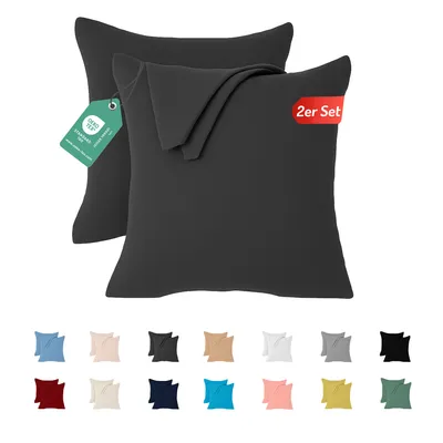 Produktbild von Jersey Kissenbezug 2er Set 80x80 cm 100% Baumwolle Anthrazit