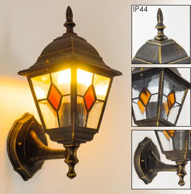 Produktbild von Tuili »Tuili« Außenwandlampe, Aluguss in Braun/Gold m. Klarglas-Scheiben