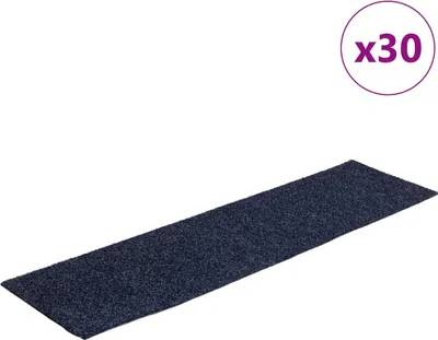 Image de Tapis d'escalier autocollants 30 pièces 76 x 20 cm Gris Bleu Rectangulaire