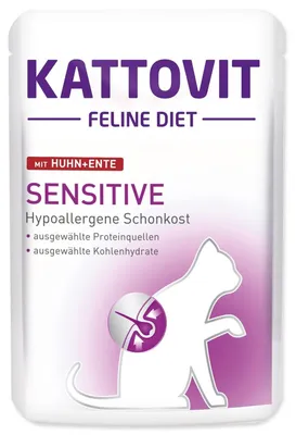 Produktbild von Kattovit Sensitive, Adult, jede Rasse, Huhn, Ente, 85 g