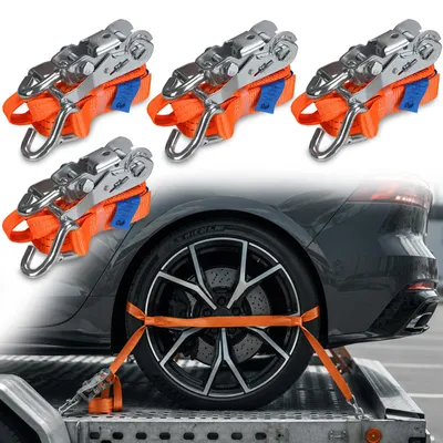 Image de Jeu de 4 sangles de tension pour le transport de véhicules, avec