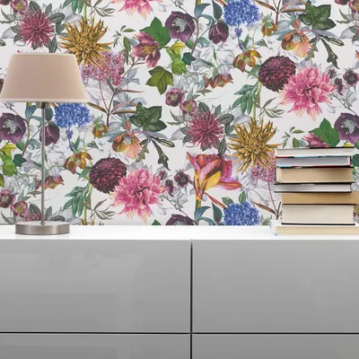 Produktbild von TADESSI Tapete Blumen Juliano M1-No.775 Vliestapete Lila Weiß Blumenoptik Natur Wohnzimmer Schlafzimmer Küche