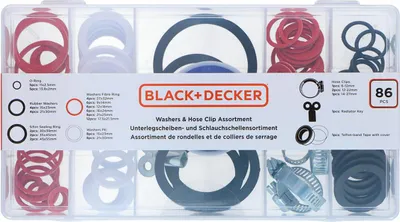 Immagine prodotto di Set di guarnizioni, rondelle e morsetti Black & Decker 86 pezzi