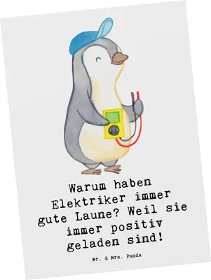 Produktbild von Mr. & Mrs. Panda Postkarte Positiver Elektriker - Weiß - Geschenk, Berufsleben, Beruf, Weisheit, Elektroniker, Handwerker, Geschenke für Berufstätige, Ansichtskarte
