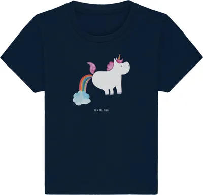 Produktbild von Mr. & Mrs. Panda Babyshirt Einhorn Pupsen 0. - 6. Monat - French Navy - Geschenk,  Baby Shirt, Kleinkind, Freundin, Glitzer, Lustig, Regenbogen, Unicorn, T-Shirt, Pups