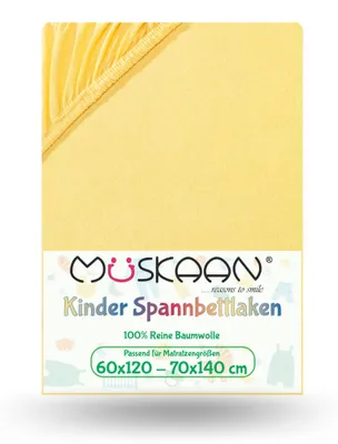 Produktbild von Jersey Kinder Spannbettlaken 60x120 cm - 70x140 cm Gelb 100% Baumwolle