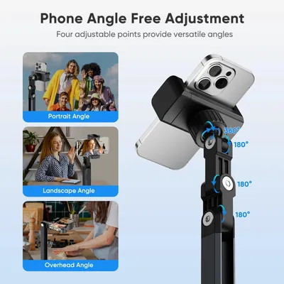 Immagine prodotto di Supporto per smartphone e tablet - Supporto da tavolo - Braccio estensibile da 70 cm - Collo d'oca - Regolabile in altezza - Per live streaming - Compatibile universalmente - Nero
