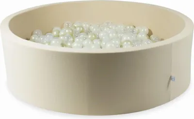 Produktbild von Trockenpool 130x40 beige mit 700 Bällen: transparent, hellgold, opaleszierend