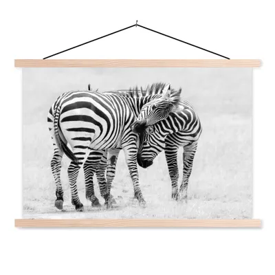 Produktbild von MuchoWow® Textilposter Zebra - Tiere - Natur - Safari 60x40 cm mit holzfarbenen Rahmen - Bilder