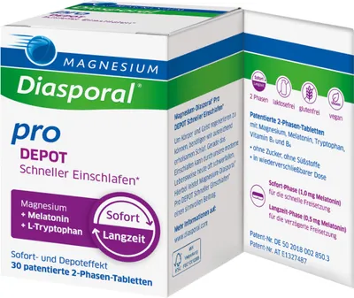 Obrázok produktu pre Magnesium-Diasporal pro Depot tablety na rýchle zaspávanie s melatonínom a L-tryptofánom, 30 tabliet