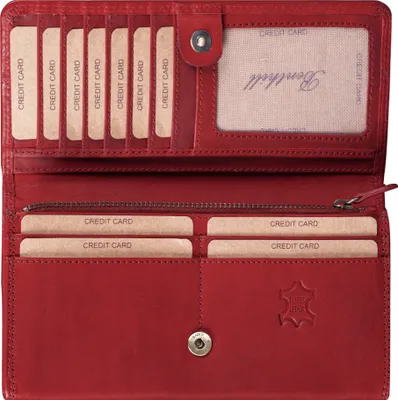 Produktbild von Benthill Damen Geldbörse Echt Leder - Portemonnaie XXL mit RFID Schutz - Vintage Damenbörse Groß mit vielen Kartenfächer