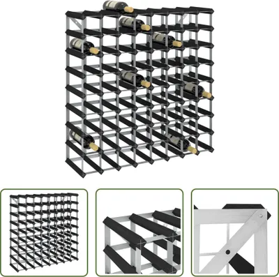 Produktbild von The Living Store Weinregal für 72 Flaschen Schwarz Massivholz Kiefer