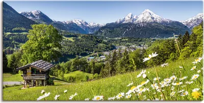 Produktbild von ARTland Leinwandbild Landschaft in den Bayerischen Alpen Größe: 100x50 cm