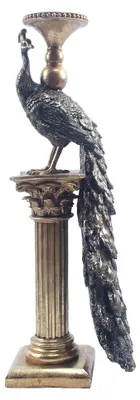 Produktbild von Clayre & Eef Kerzenständer Pfau Goldfarbig Kunststoff
