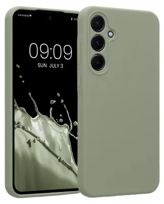 Zdjęcie produktu dla Etui silikonowe kwmobile do telefonu Samsung Galaxy A55 5G - miękka, gumowana obudowa ochronna w kolorze szaro-zielonym
