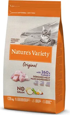 Productafbeelding van NATURE'S V ORIGIN Kattenvoer voor volwassen, gesteriliseerde katten, smaak: Truithaahn, 1,25 kg (NDR)