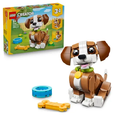 Obrázek produktu pro LEGO Creator 3v1: Roztomilá zvířátka – Hravá hračka ve tvaru štěněte – Figurka zvířátka se promění ve veverku nebo kachnu – Kreativní dárek k narozeninám pro dívky a chlapce od 8 let – 31382 – Velikost: kus