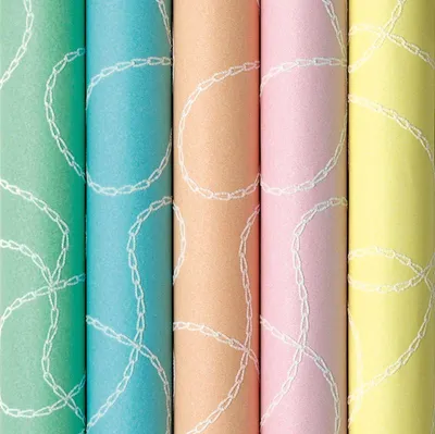 Productafbeelding van Luxe Cadeaupapier Set – 4 Rollen – 150 x 70 cm – Pastel Kleuren – Geschenkpapier met Elegant Design