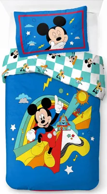 Produktbild von Disney Micky Maus Blau 100% Baumwolle Einzel-Bettwäsche-Set - Inklusive