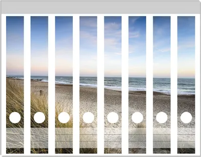 Produktbild von Wallario Ordnerrücken Sticker, selbstklebend für schmale Ordner, 8 Stück, Motiv Strandspaziergang im Urlaub an der Ostsee