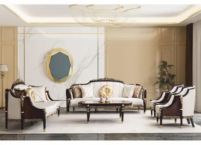 Image de Casa Padrino Ensemble de salon baroque de luxe Couleurs naturelles / Marron foncé / Or - Meubles baroques